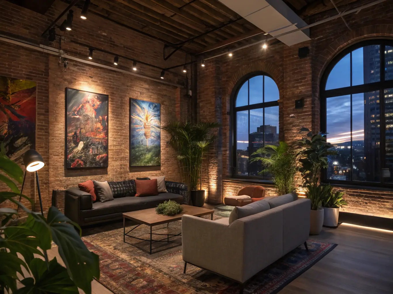An image of a renovated industrial space transformed into a creative hub with artists and entrepreneurs, representing cultural and creative industrial real estate.